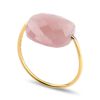Morganne Bello Guava Quartz Cushion Yellow Gold Ring