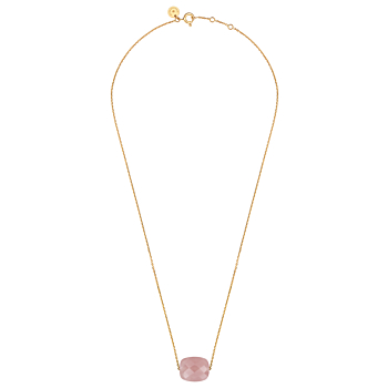 Morganne Bello Guava Quartz Cushion Yellow Gold Necklace