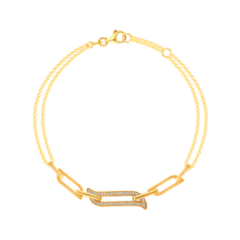 Alif Unity Double Chain 18K Yellow Gold & Diamond Bracelet 