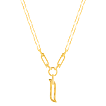 Alif Unity Trio Motif with Double Chain 18K Yellow Gold &Diamond 