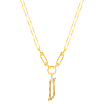 Alif Unity Trio Motif with Double Chain 18K Yellow Gold &Diamond 