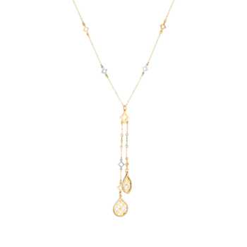 Al Qasr Two Pendant Drop-Shaped  Necklace in 18K Rose and White Gold 