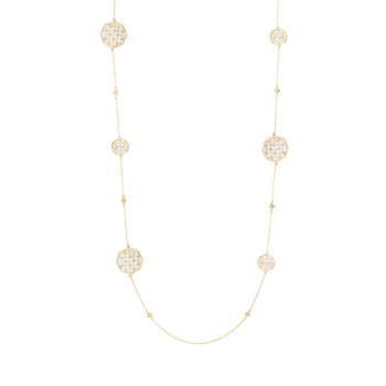 Al Qasr Al Jali (Octagonal-Shaped) Diamond Long Tin Cup Necklace in 18K in White and Yellow Gold