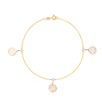 Al Qasr Al Jali Three Charms (Drop/Octagonal-Shaped) Bracelet in 18K Rose and White Gold 