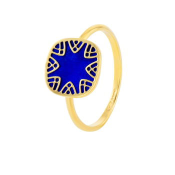 Amelia Magical Dusk Mother Of Pearl Ring Big Square Motif in 18K Yellow Gold 