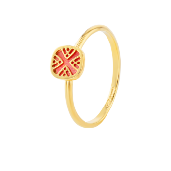 Amelia Sunrise Mother Of Pearl Ring  Small Square Motif in 18K Yellow Gold 