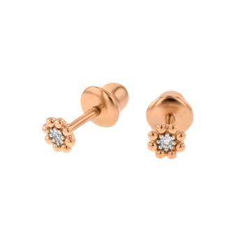 Children's Jewellery Ara Diamond Earrings Rose Gold Flower Eight Petals