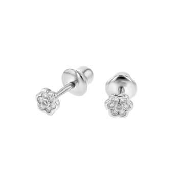 Children's Jewellery Ara Diamond Flower Earrings White Gold  Six Petals