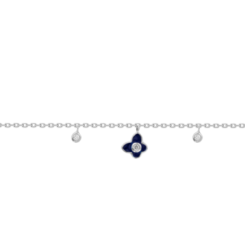 مجوهرات الأطفال من آرا  سوار مرصّع بالألماس من الذهب الأبيض مع مينا باللون الأزرق على شكل فراشة