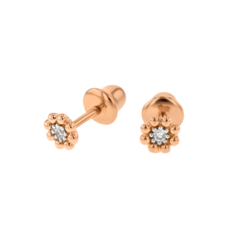 Children's Jewellery Ara Diamond Flower Earrings Yellow Gold  Six Petals