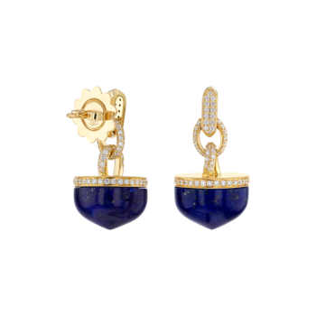 Dome Majesty Lapis Lazuli Drop Diamond Earrings  