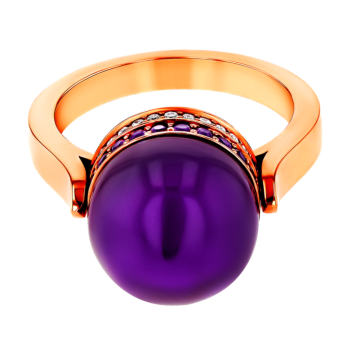 Dome Majesty Amethyst and Diamond Ring 