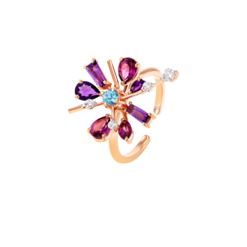 Fireworks Flare Semi Precious  Nail Ring in 18K Rose Gold