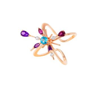 Fireworks Aerial Semi Precious  Nail Ring in 18K Rose Gold