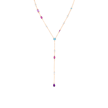 Fireworks Aerial Semi Precious Y Necklace in 18K Rose Gold