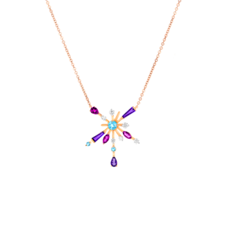 Fireworks Flare Semi Precious  Necklace in 18K Rose Gold