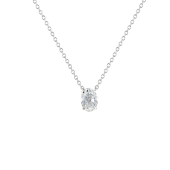 Gaia Oval 3Ct. Diamond Pendant Chain In 18K White  Gold