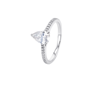 Gaia Pear Diamond Double Band Ring In 18K White Gold