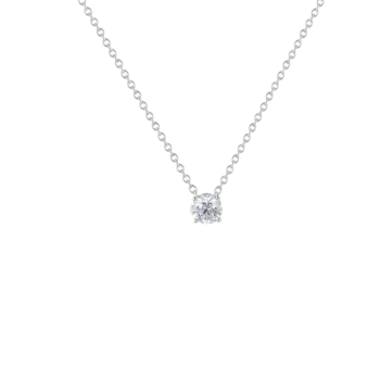 Gaia Round Brilliant Diamond Pendant Chain In 18K White Gold