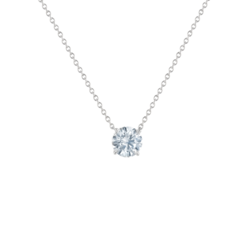 Gaia Round Brilliant 3Ct. Diamond Pendant Chain In 18K White  Gold