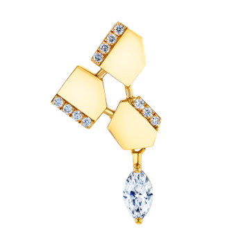 Glacial  Earring  in 18K Yellow Gold Studded  with Diamonds