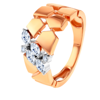 Glacial Ring  in 18K Rose  Gold Studded with Diamonds