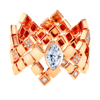 Glacial Ring  in 18K Rose  Gold Studded with Diamonds