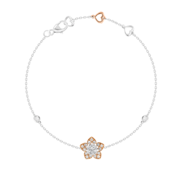 Heart To Heart Star Flower Bracelet White and Rose Gold 