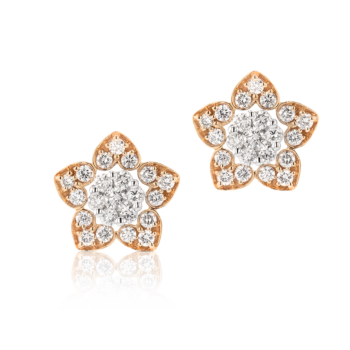 Heart To Heart Star Flower Earrings Rose Gold 