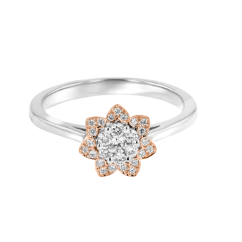 Heart To Heart Star Flower Ring White and Rose Gold 