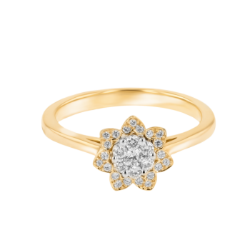 Heart To Heart Star Flower Ring Yellow Gold 