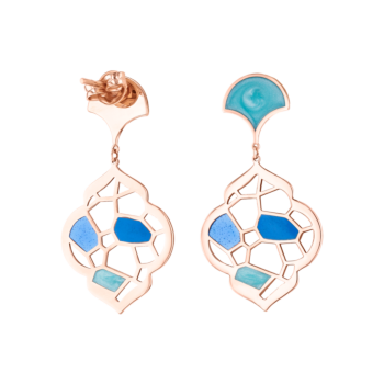 Jal Crystal Blue Waves 18K Rose Gold Earrings