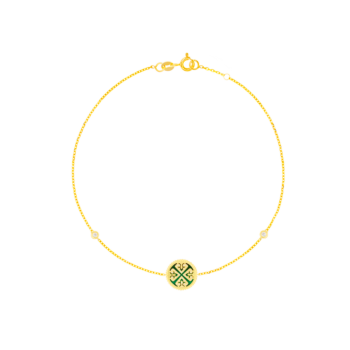 Lace Malachite Stone Diamond Bracelet in 18K Yellow Gold