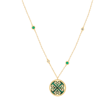 Lace Malachite Diamond Necklace with Emeralds