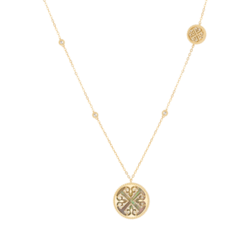 Lace Black Mother of Pearl Diamond Necklace in 18K Yellow Gold