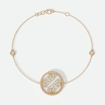 Lace White Mother of Pearl Diamond Bracelet in 18K Yellow Gold