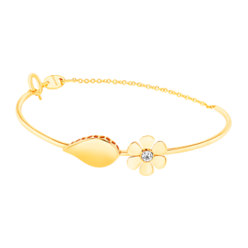 Ara Six Petals Flower Diamond Bangle In 18K Yellow Gold   