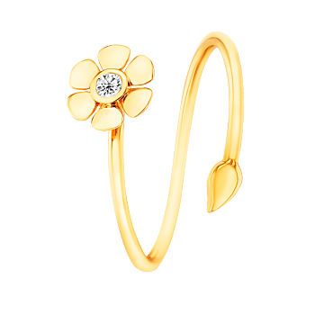  Ara Six Petals Flower Diamond Twisted Ring In 18K Yellow Gold   