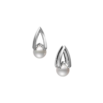 Mikimoto M Collection, Akoya Pearl and Diamond Set Earring in 18K White Gold