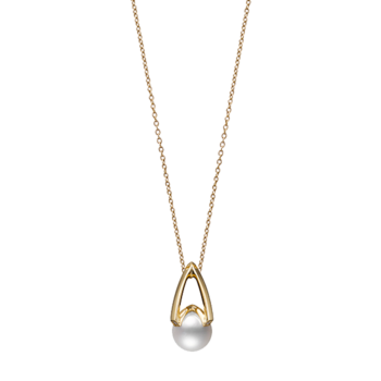 Mikimoto M Collection, Akoya Pearl and Diamond Pendant in 18K Yellow Gold
