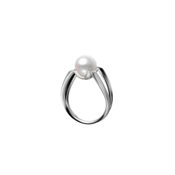 Mikimoto M Collection, Akoya Pearl and Diamond Ring in 18K White Gold