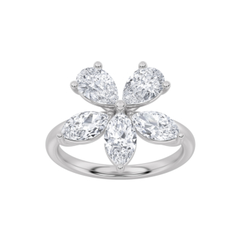 Gaia Luxe Fashion 18k White Gold Lab-Grown Diamond Ring