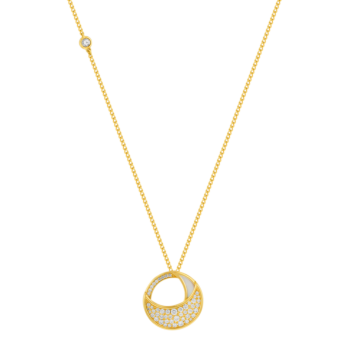 Qamar Necklace in 18K Yellow Gold, with Mother of Pearl and Diamonds