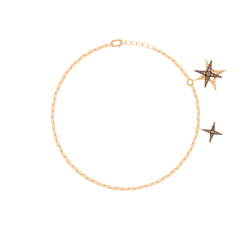 STAR Adjustable Bracelet in 18K Rose Gold and Studded with Brown Diamonds