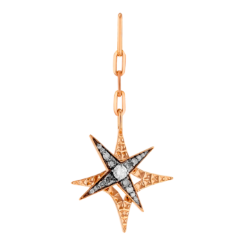 STAR Drop Earrings in 18K Rose Gold and Studded with Brown Diamonds