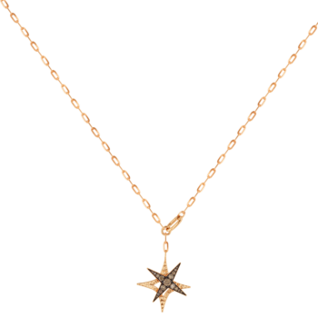 STAR Necklace in 18K Rose Gold and Studded with Brown Diamonds