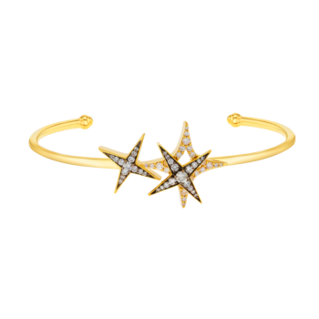 STAR Bangle in 18K Yellow Gold and Studded with White Diamonds