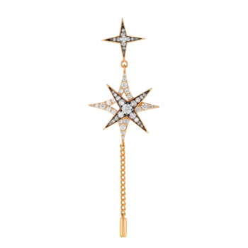 STAR Drop Earrings in 18K Yellow Gold and Studded with White Diamonds