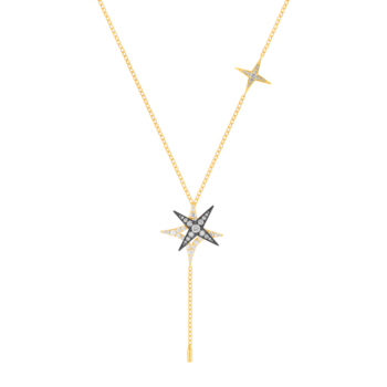 STAR Y Necklace in 18K Yellow Gold and Studded with White Diamonds