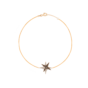 STAR Bracelet in 18K Rose Gold and Studded with White and Brown Diamonds